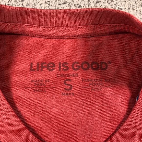 Life Is Good Shirt Adult Small Red Crusher Vacay Mode Coffee Hammack Sun Cotton - Picture 5 of 12